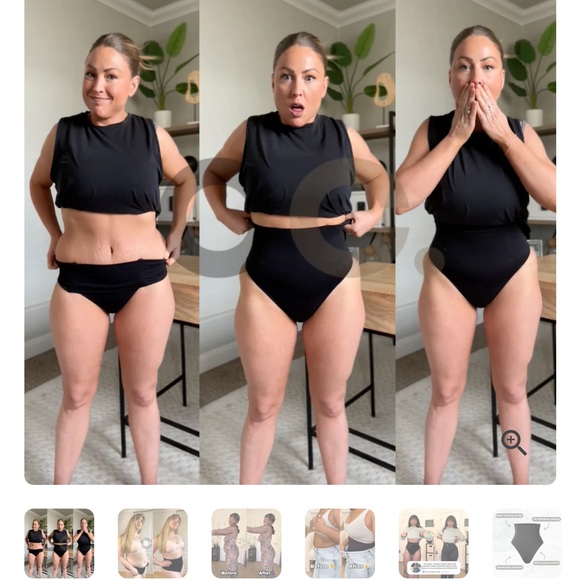 High-Waist Nude Shapewear - Black and Beige - Picture 6 of 9